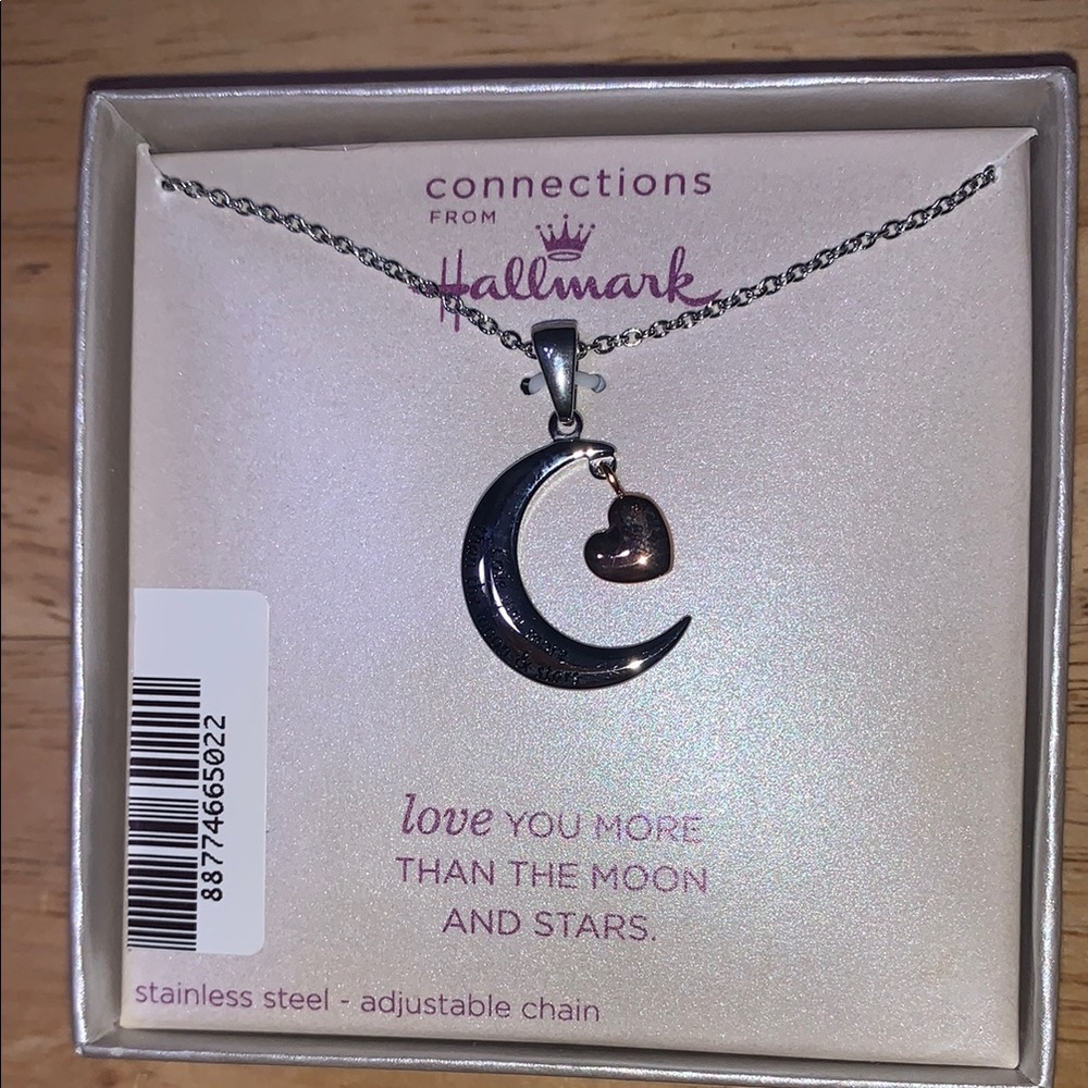 Hallmark Silver Moon and Heart Necklace